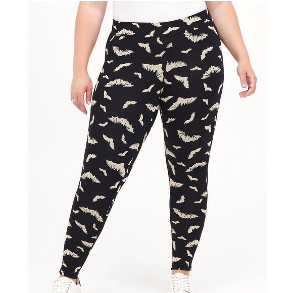 Torrid 2 (2X 18/20) Halloween Bat Print Spooky Punk Gothic Fleece Lined Leggings - Picture 1 of 3